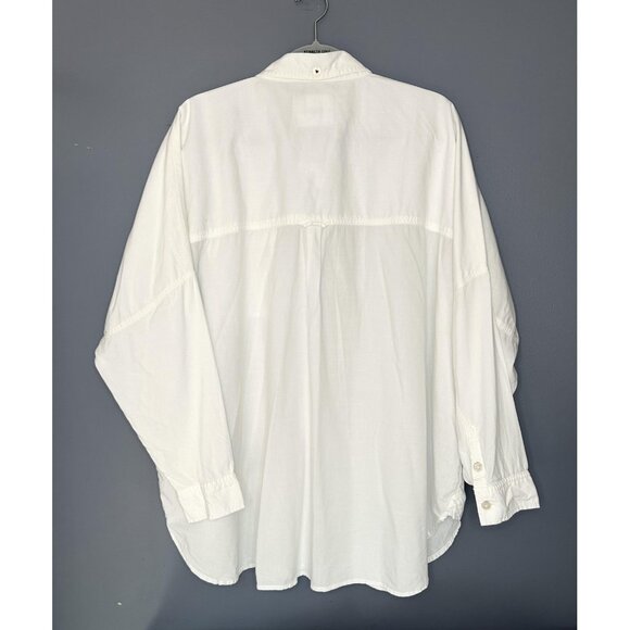American Eagle Shirt Womens L White Oversized Fit Boyfriend Button Long Sleeve - Picture 6 of 16